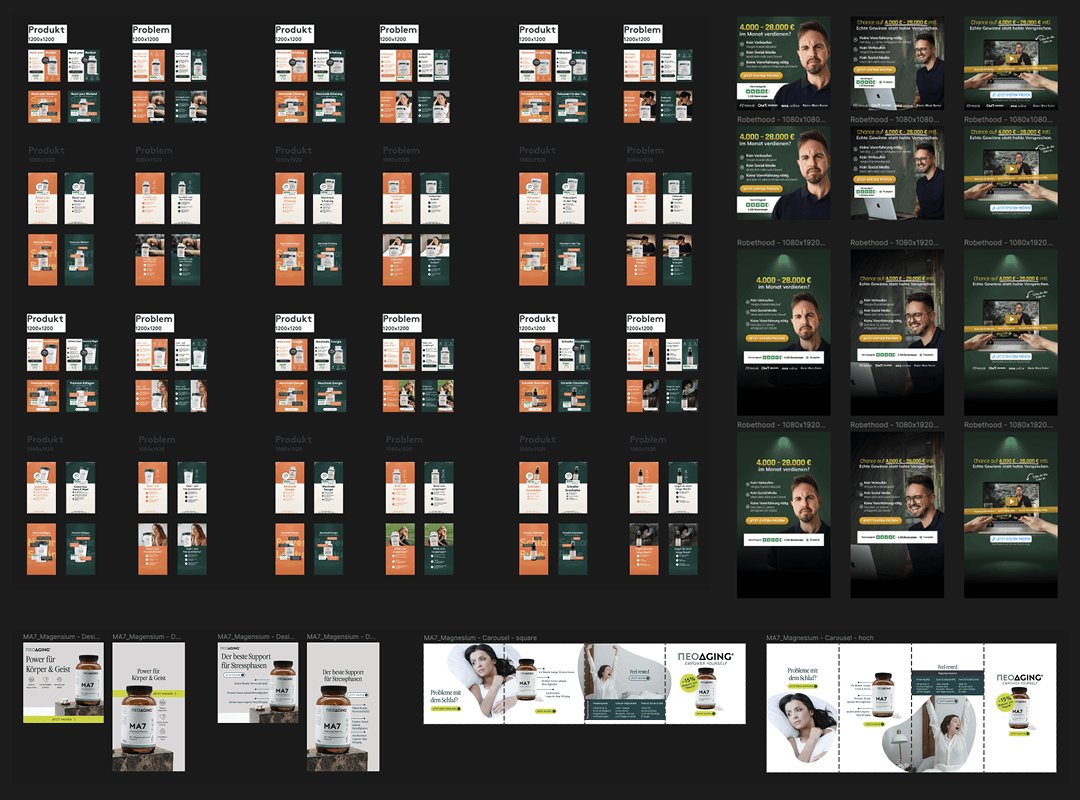 Ad creative library — 60+ creatives in one workspace