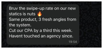 User feedback message