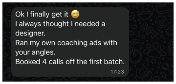 User feedback message