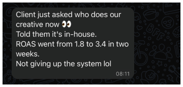 User feedback message